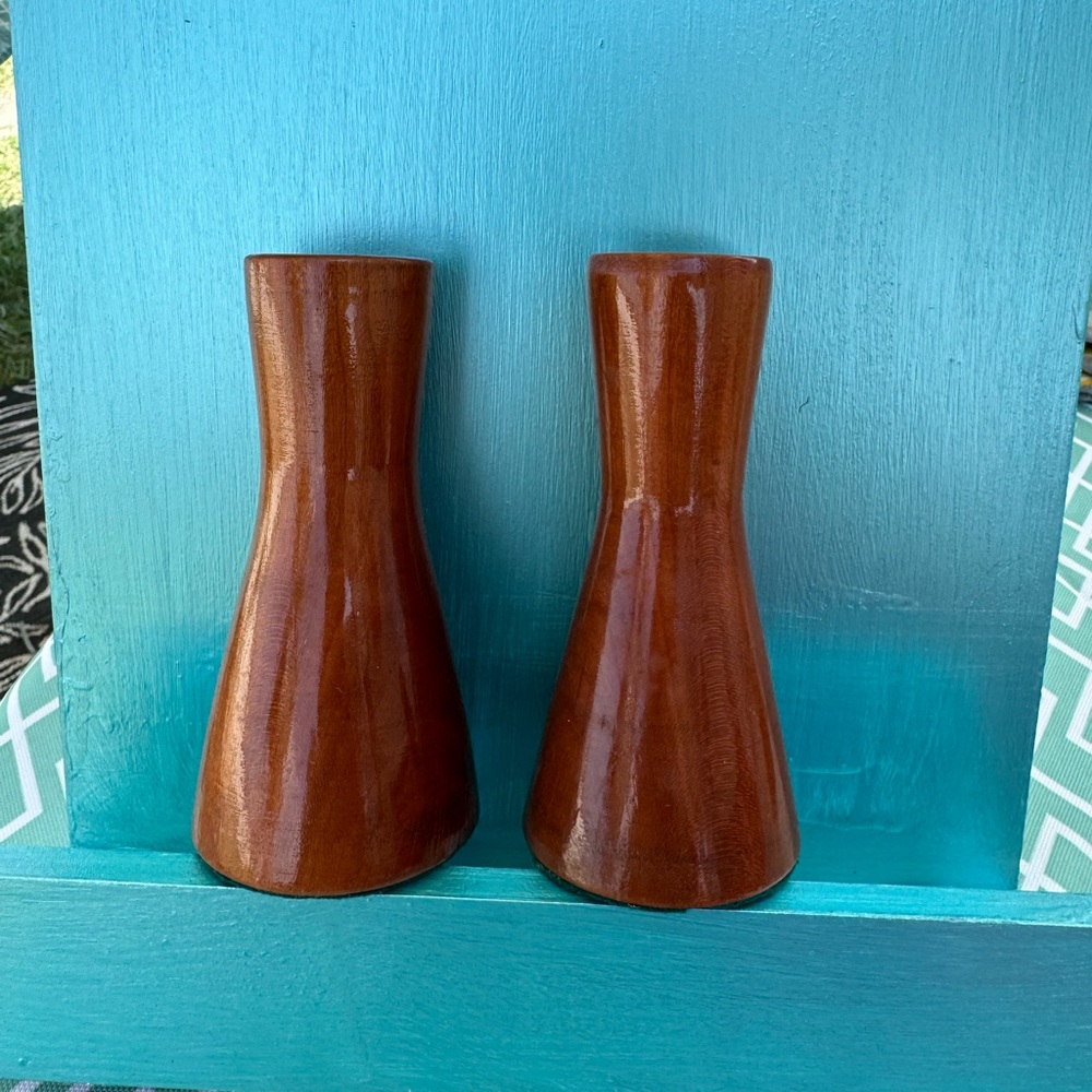 Vintage Wood Candle Holders
